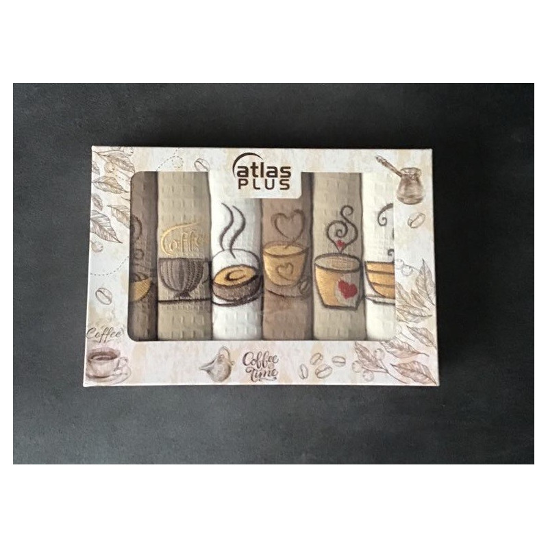 Komplet Ścierek Kuchennych Haftowanych 6szt Coffee