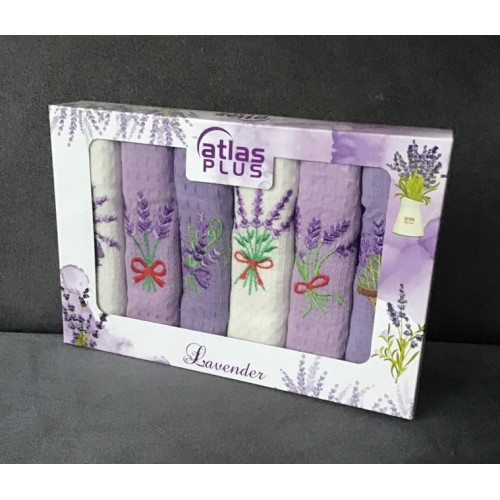 Komplet Ścierek Kuchennych Haftowanych 6szt Lawenda