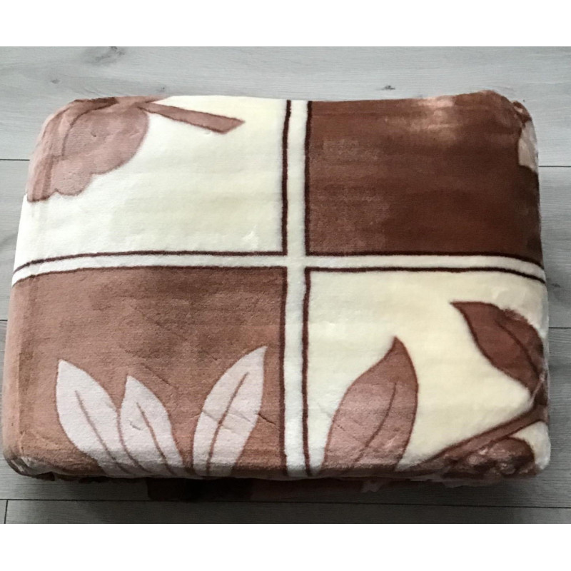 Koc Elway Gruby 160/210cm Liście Beżowe