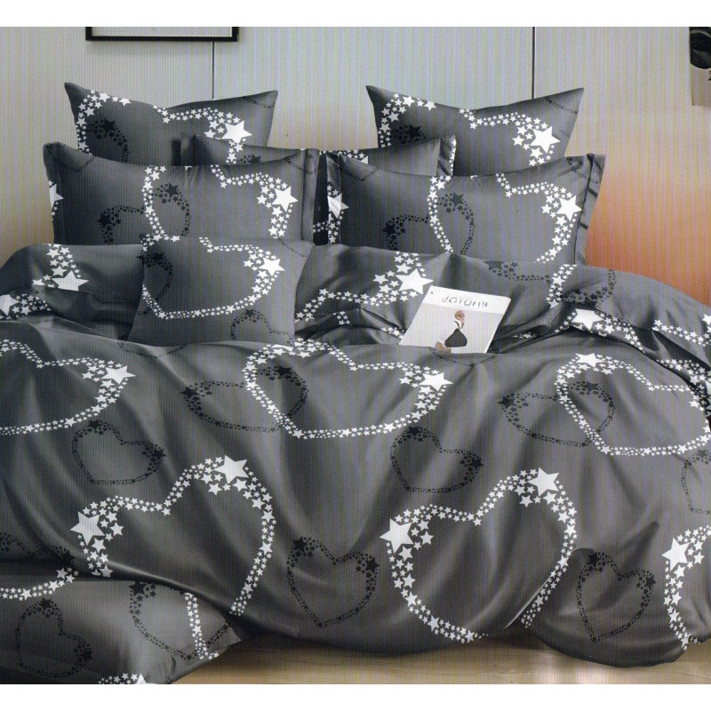 Pościel 3D Satyna Bawełniana 160/200 3cz Serca z Gwiazdek