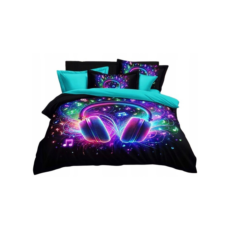 Pościel 3D Satyna Bawełniana 160/200 3cz Słuchawki Wzór Faktyczny