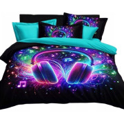Pościel 3D Satyna Bawełniana 160/200 3cz Słuchawki Wzór Faktyczny