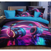 Pościel 3D Satyna Bawełniana 160/200 3cz Słuchawki Wzór Faktyczny