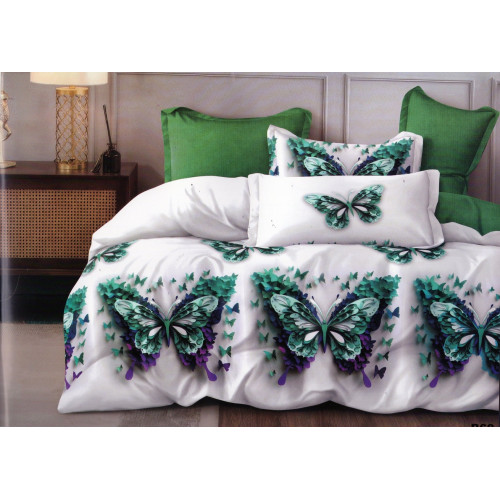 Pościel 3D Satyna Bawełniana 160/200 Z Prześcieradłem Motyle