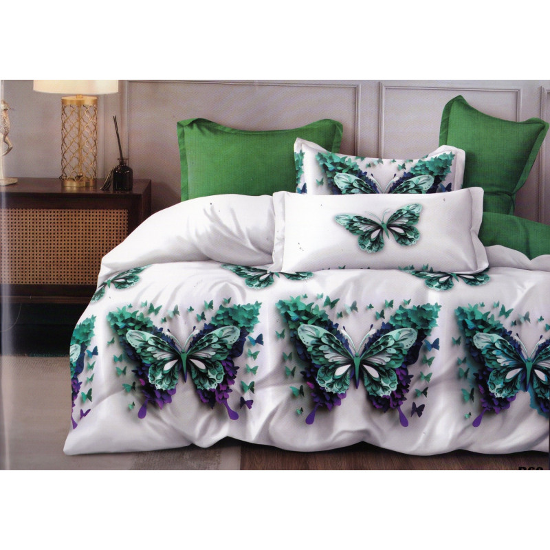 Pościel 3D Satyna Bawełniana 160/200 Z Prześcieradłem Motyle