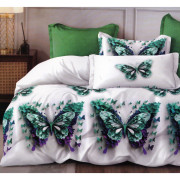 Pościel 3D Satyna Bawełniana 160/200 Z Prześcieradłem Motyle