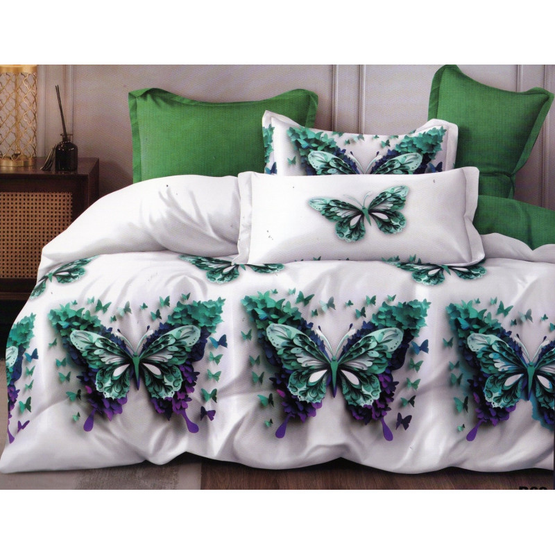 Pościel 3D Satyna Bawełniana 160/200 Z Prześcieradłem Motyle