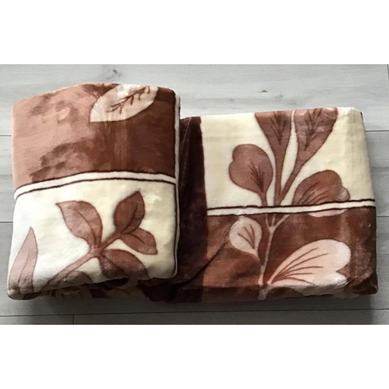 Koc Elway Gruby 160/210cm Liście Beżowe