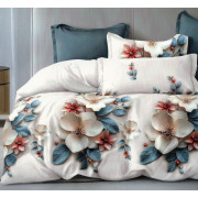 Pościel 3D Satyna Bawełniana 220/200 Z Prześcieradłem Kwiaty