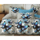 Pościel 3D Satyna Bawełniana 220/200 Z Prześcieradłem Niebieskie Motyl...