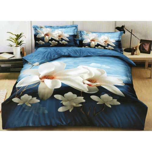 Pościel 3D Satyna Bawełniana 220/200 Z Prześcieradłem Kwiaty Magnoli