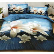 Pościel 3D Satyna Bawełniana 220/200 Z Prześcieradłem Kwiaty Magnoli
