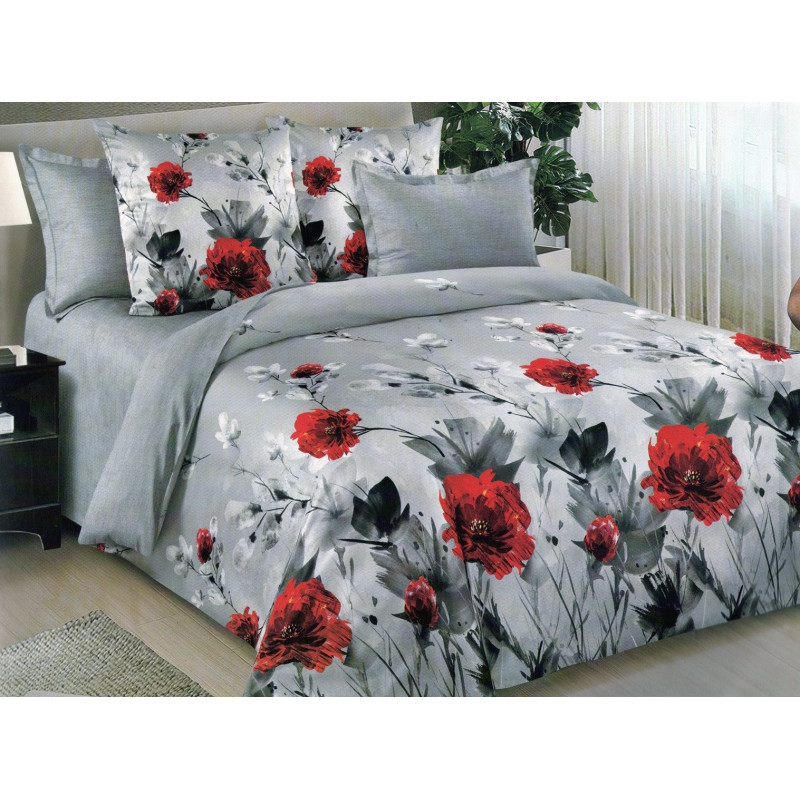 Pościel 3D Satyna Bawełniana 220/200 Z Prześcieradłem Maki