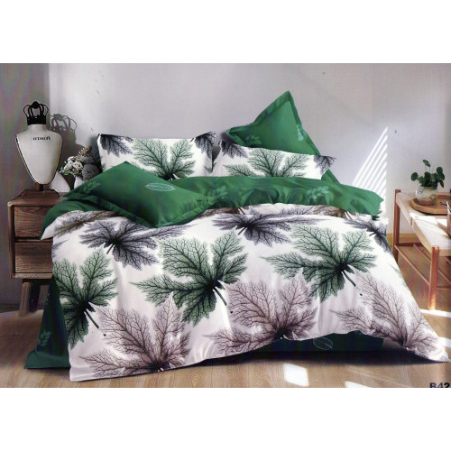 Pościel 3D Satyna Bawełniana 220/200 Z Prześcieradłem Liście