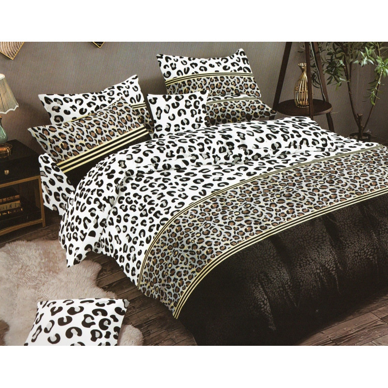 Pościel 3D Satyna Bawełniana 220/200 Z Prześcieradłem Panterka