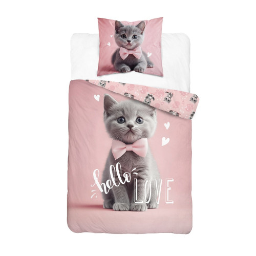 Pościel Młodzieżowa Detexpol 100% Bawełna 160x200 2cz Słodki Kotek W M...