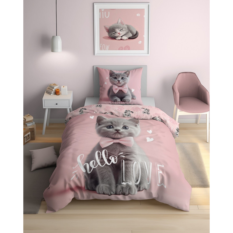 Pościel Młodzieżowa Detexpol 100% Bawełna 140x200 2cz Słodki Kotek W M...