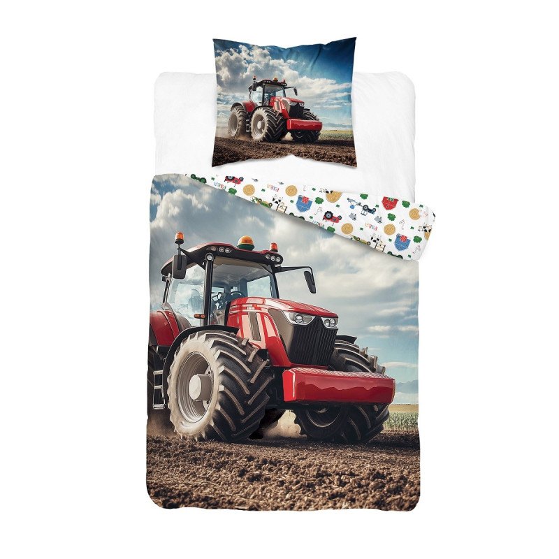 Pościel Młodzieżowa Detexpol 100% Bawełna 140x200 2cz Czerwony Traktor