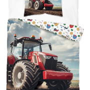 Pościel Młodzieżowa Detexpol 100% Bawełna 140x200 2cz Czerwony Traktor