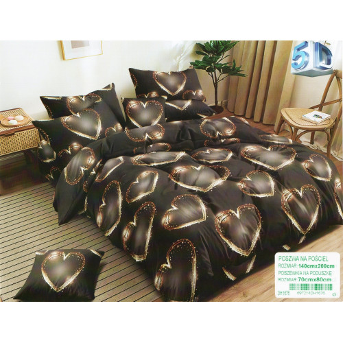 Pościel 3D Satyna Bawełniana 140x200 2cz Serca