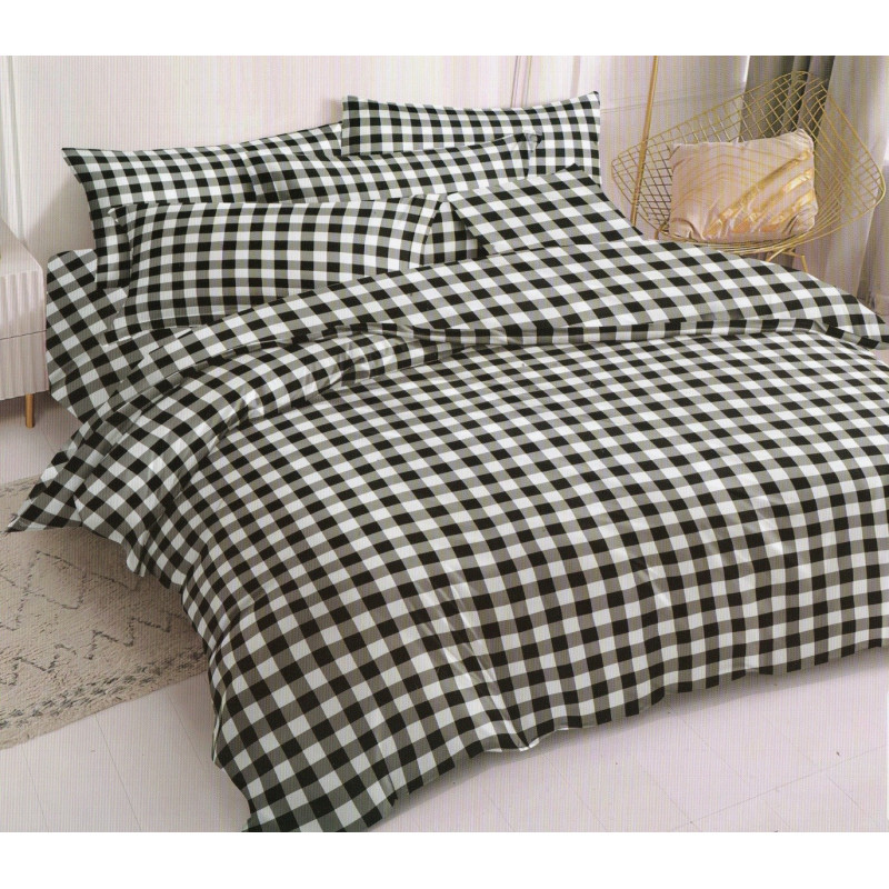 Pościel 140x200 Dwustronna Bawełna Satynowa Collection World Krata