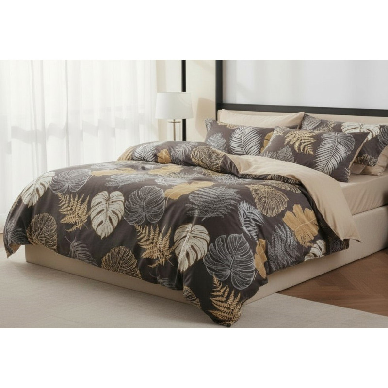 Pościel 140x200 Dwustronna Bawełna Satynowa Collection World Liście