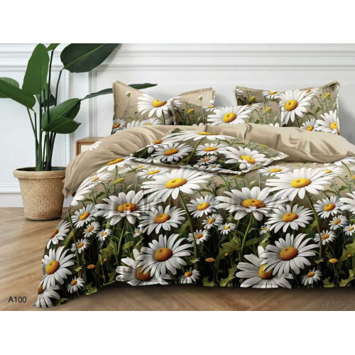 Pościel 3D Satyna Bawełniana 160/200 3cz Rumianki