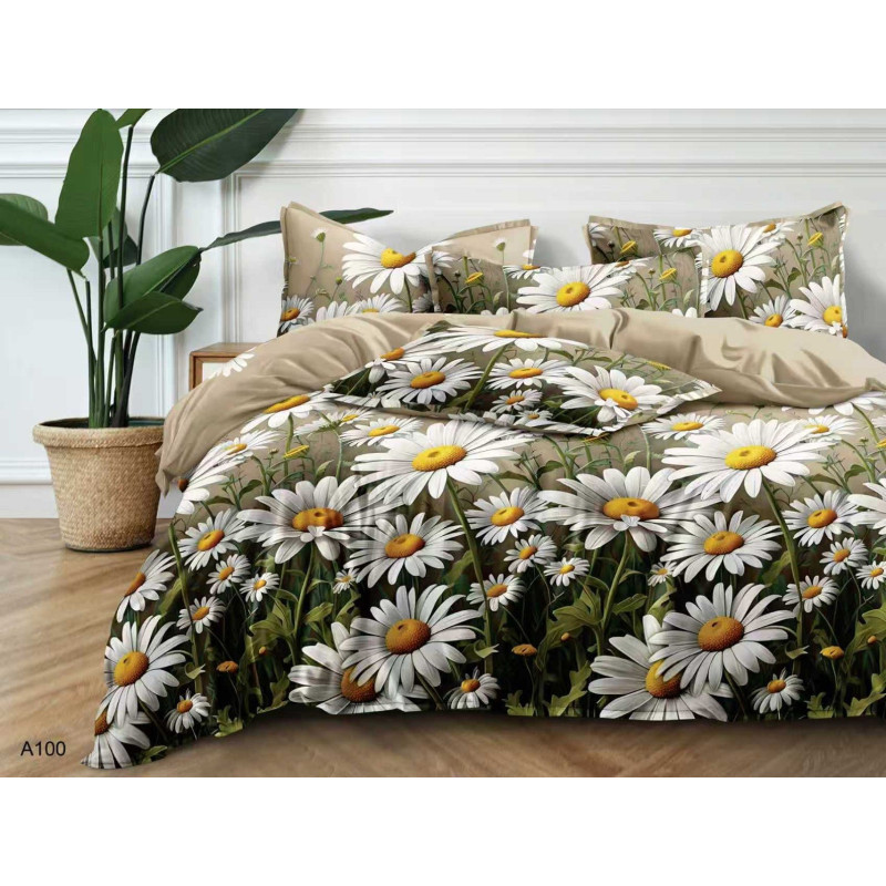 Pościel 3D Satyna Bawełniana 160/200 3cz Rumianki