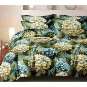 Pościel 3D Satyna Bawełniana 160/200 3cz Kwiaty Hortensja