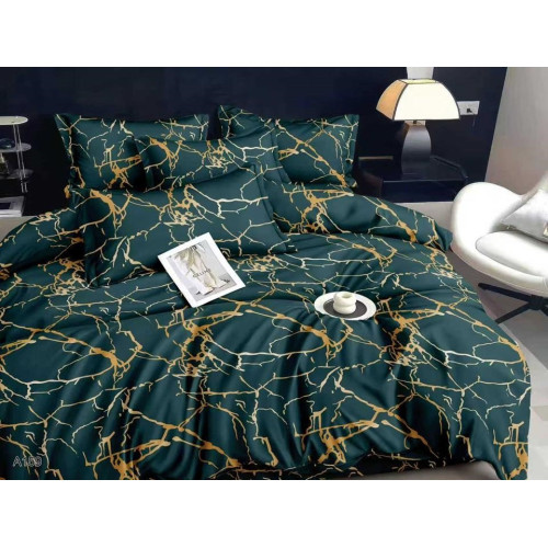 Pościel 3D Satyna Bawełniana 160/200 3cz Zielona Marmur