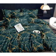 Pościel 3D Satyna Bawełniana 160/200 3cz Zielona Marmur