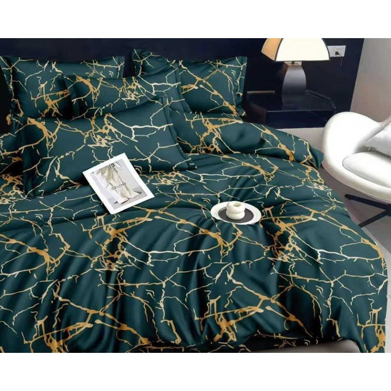 Pościel 3D Satyna Bawełniana 160/200 3cz Zielona Marmur