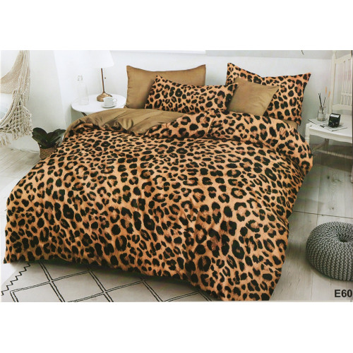 Pościel 3D Satyna Bawełniana 160/200 z Prześcieradłem Panterka Brązowa