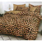 Pościel 3D Satyna Bawełniana 160/200 z Prześcieradłem Panterka Brązowa