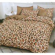 Pościel 3D Satyna Bawełniana 160/200 z Prześcieradłem Panterka Beżowa
