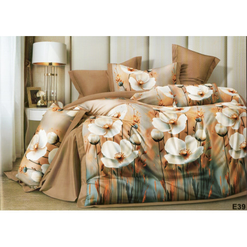 Pościel 3D Satyna Bawełniana 160/200 z Prześcieradłem Kwiaty