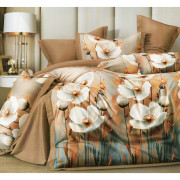 Pościel 3D Satyna Bawełniana 160/200 z Prześcieradłem Kwiaty