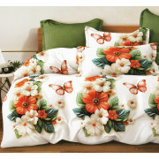 Pościel 3D Satyna Bawełniana 160/200 Z Prześcieradłem Kolorowe Kwiaty