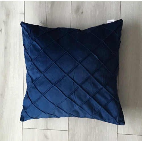 Poszewki welurowe 40x40 cm Przeszyte Romby Granatowe