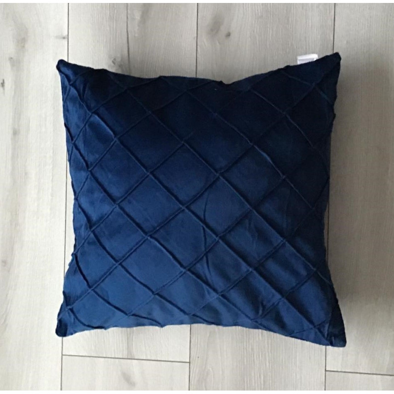 Poszewki welurowe 40x40 cm Przeszyte Romby Granatowe