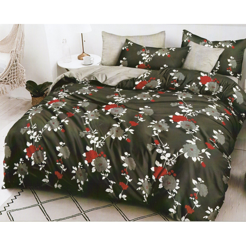 Pościel 3D Satyna Bawełniana 220/200 Z Prześcieradłem Kwiaty