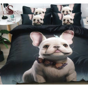 Pościel 3D Satyna Bawełniana 160x200 3cz Buldog