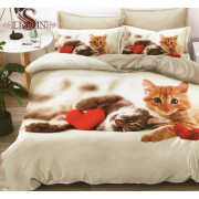 Pościel 3D Satyna Bawełniana 160x200 3cz Słodkie Kotki