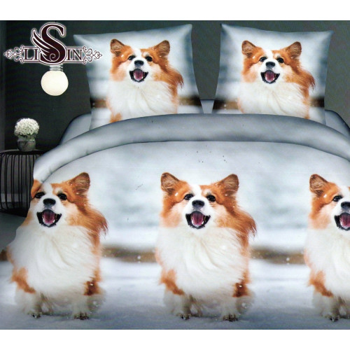 Pościel 3D Satyna Bawełniana 160x200 3cz Pieski