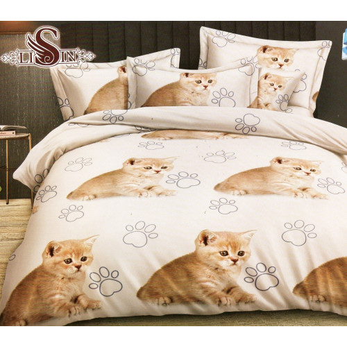 Pościel 3D Satyna Bawełniana 160x200 3cz Kotki