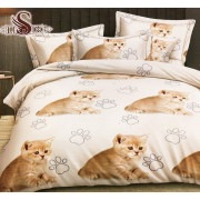 Pościel 3D Satyna Bawełniana 160x200 3cz Kotki