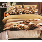 Pościel 3D Satyna Bawełniana 160x200 3cz Kot