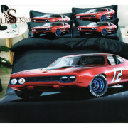 Pościel 3D Satyna Bawełniana 160x200 3cz Czerwone Auto