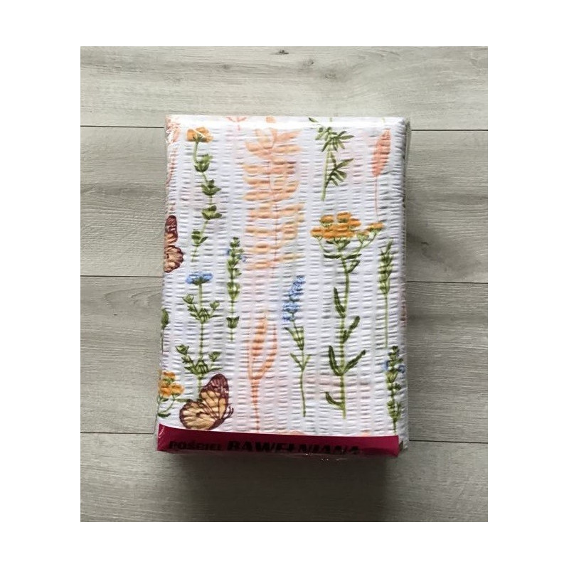 Komplet Pościeli Z Kory 100% Bawełna 160x200cm Kwiatki/Motyle