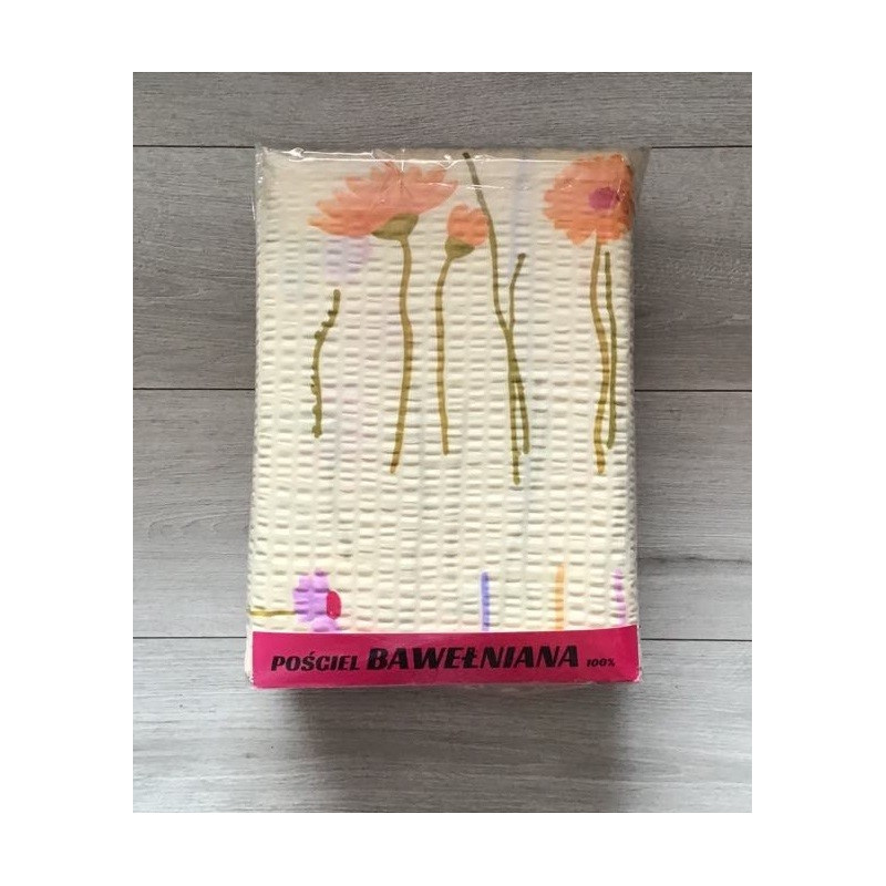 Komplet Pościeli Z Kory 100% Bawełna 220x200cm Kwiatki/Paski